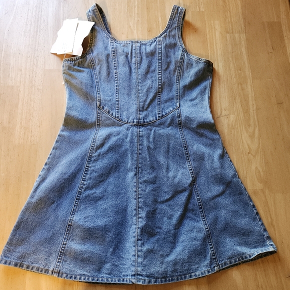 VINTAGE SQUEEZE JEANS FITTED BUTTON UP FITTED DENIM HALTER/TAN TOP WMS SZ 12 NWT - Picture 13 of 13